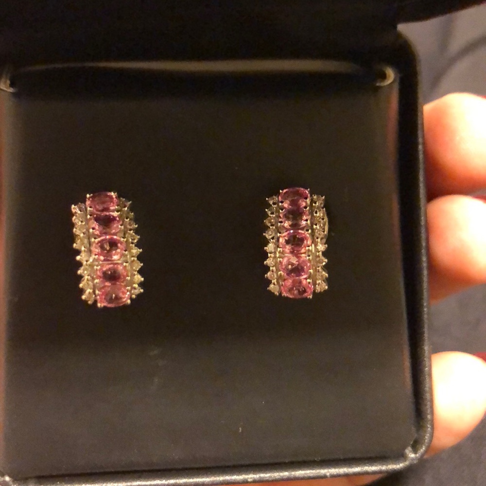Diamond and pink earrings